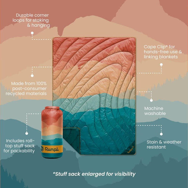 Rumpl Original Puffy Blanket - Rocky Mountain Sunset Fade Original Puffy Blanket - Rocky Mountain Sunset Fade | Rumpl Blankets Printed Original