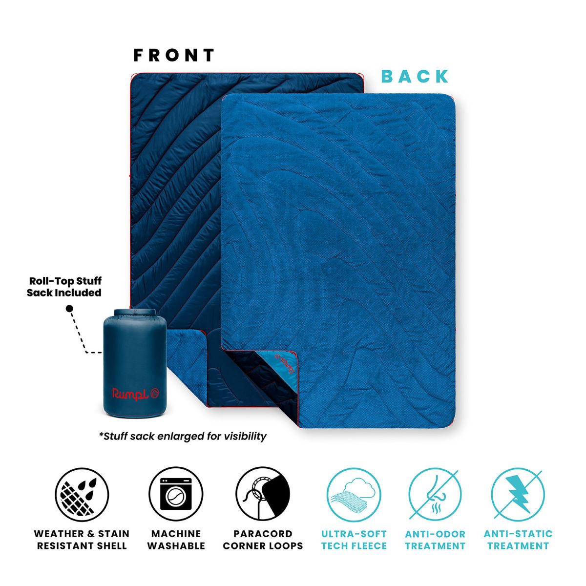 Rumpl Fleece Puffy Blanket - Deepwater Fleece Puffy Blanket - Deepwater | Rumpl Blankets For Everywhere Solid Fleece Puffy