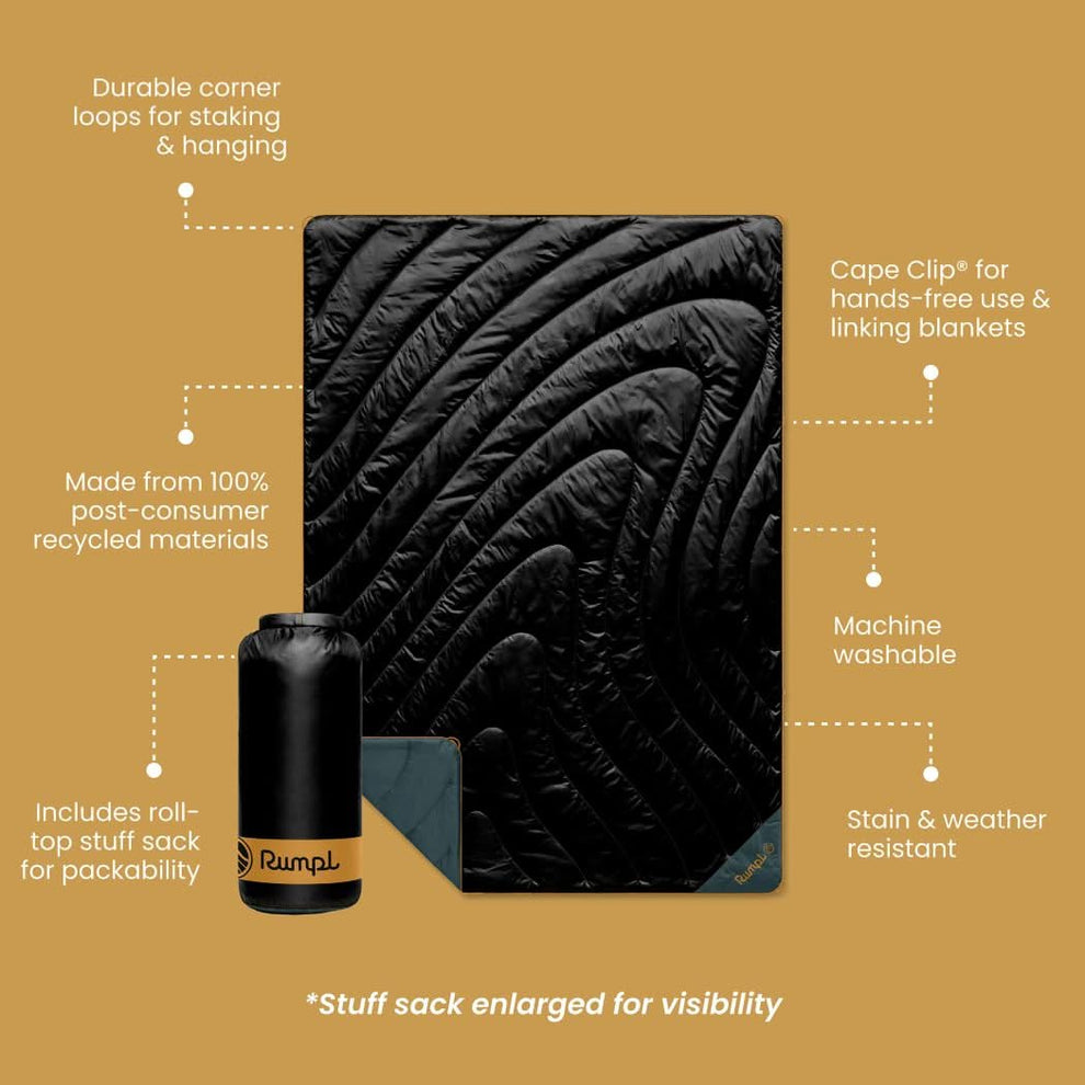 Rumpl Original Puffy Blanket - Black Original Puffy Blanket - Black| Rumpl Blankets For Everywhere Solid Original